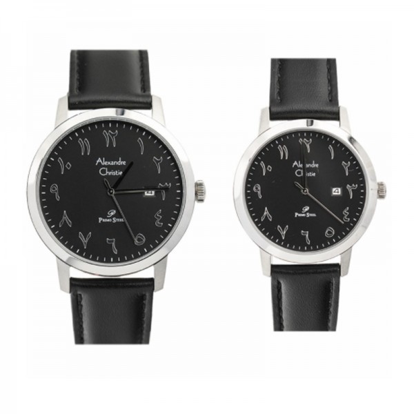 Alexandre Christie AC 1024 Silver Black Leather Couple